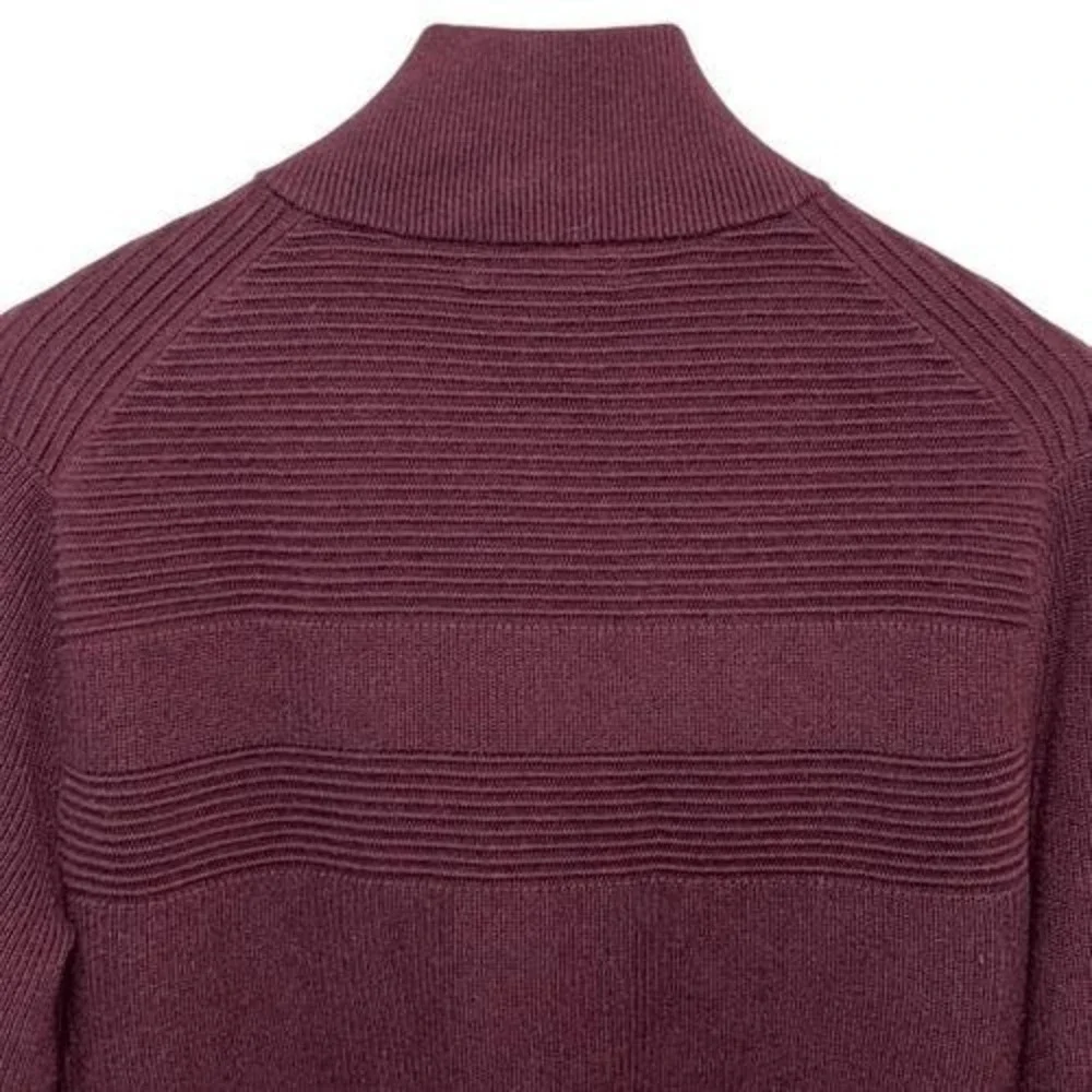 Banana Republic vintage men's full zip cardigan knit sweater maroon pockets size